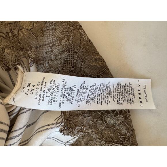 Topshop satin lace petticoat mini skirt in multi stripe size 4 / lace trim mini - Picture 9 of 9